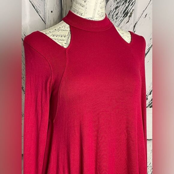 Free People Downtown Girl Cold Shoulder Ribbed Long Sleeve Tunic S - Picture 2 of 8
